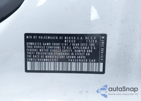 2021 Volkswagen Jetta 1.4T R-Line/1.4T S/1.4T Se from USA, damaged, VIN 3VWC57BU5MM023751
